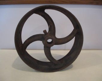 line shaft flat belt pulley,cast iron fly wheel belt pulley,gear belt pulley wheel,salvage farm equipment,steampunk,industrial salvage,