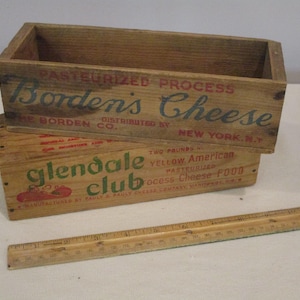 2 Käsesteigen, kleine Stiegenset, Holzkiste, Kartenbox, Werbekiste, Schreibtisch Organizer, Glendale Käsekiste, Bordens Käsekiste