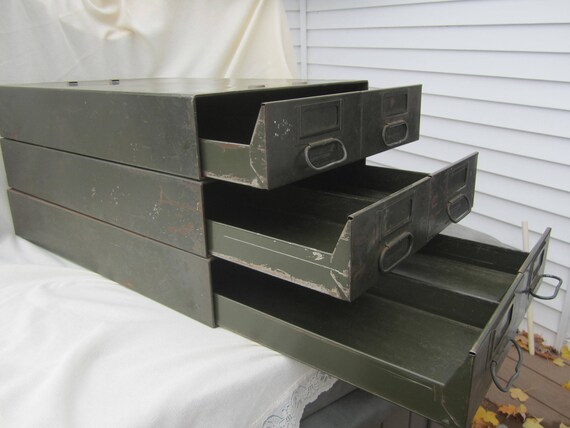 Vintage Industrial Storage Box6 Drawer Metal Boxart Supply Etsy
