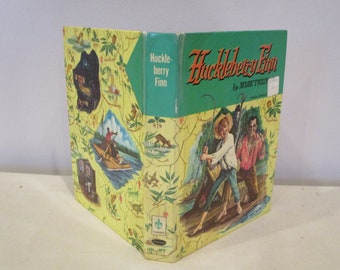 1955 Huckleberry Finn,Whitman Publishing,Mark Twain,Huck Finn,library decor,Samuel Clemens,collector library,classic American literature