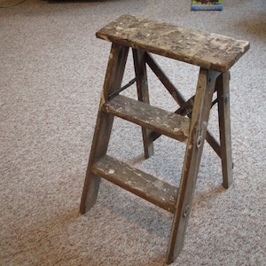 wood step ladder,small step ladder,photo prop,plant stand,step stool,folding ladder,2 step ladder,cottage decor,garden decor,display shelf