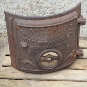 salvage cast iron stove door with frame,antique pot belly stove door,antique stove parts,decorative cast iron,steampunk,metal art supply