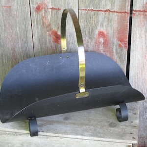 black fireplace log cradle,small log holder,kindling wood holder,woodstove decor,cabin decor,log carrier,rustic log carrier,black log holder