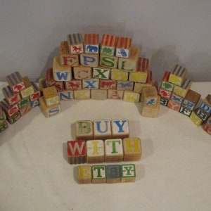 alphabet blocks,81 wood letter blocks,nursery decor,wood blocks,craft letter blocks,old alphabet blocks,ABC blocks,educational toy