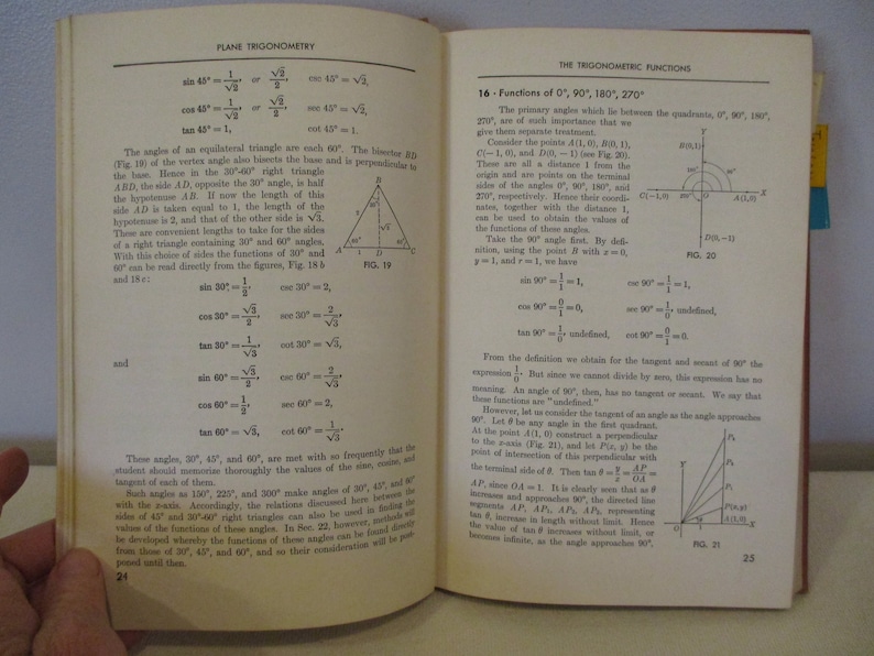 1943 Trigonometry Textbook,plane Trigonometry With Tables by Ballou and ...