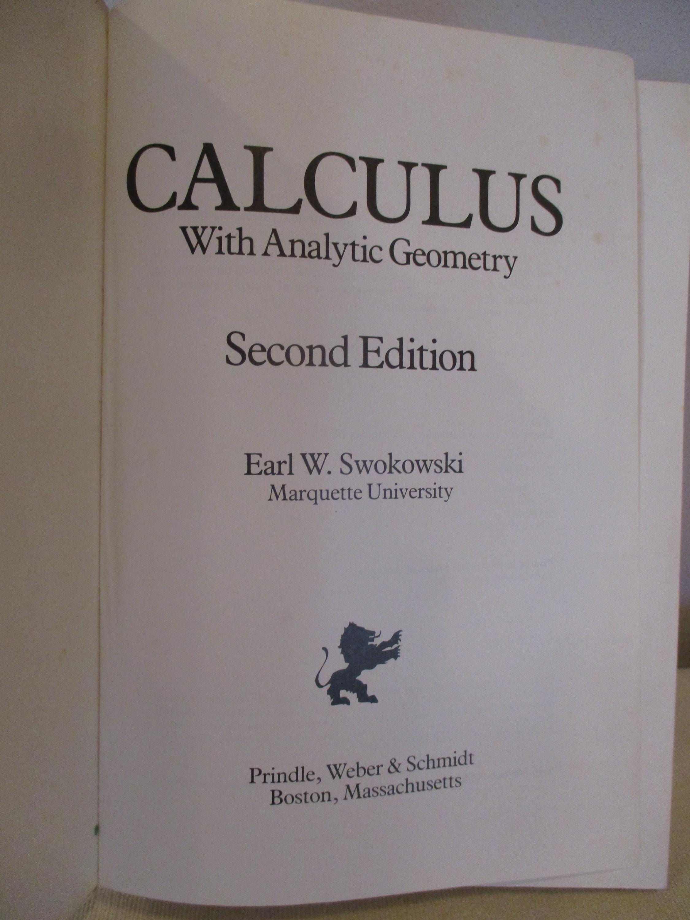 1979 Calculus and Analytic Geometry by Earl Swokowski