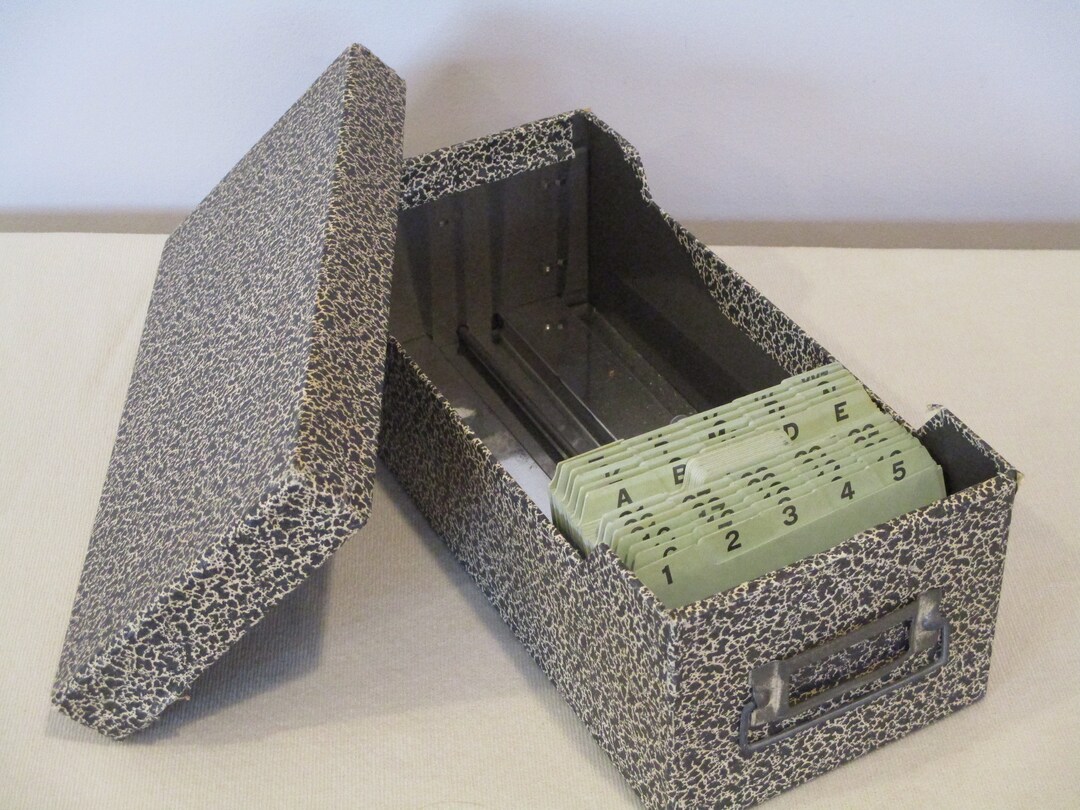 Index File Box Design Black and White Index File Card Box,file Box,vintage Office Decor,fiber ...