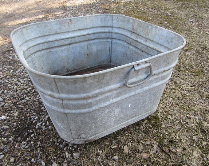 Large Square Galvanized Tubvintage Wash Tubsquare Etsy