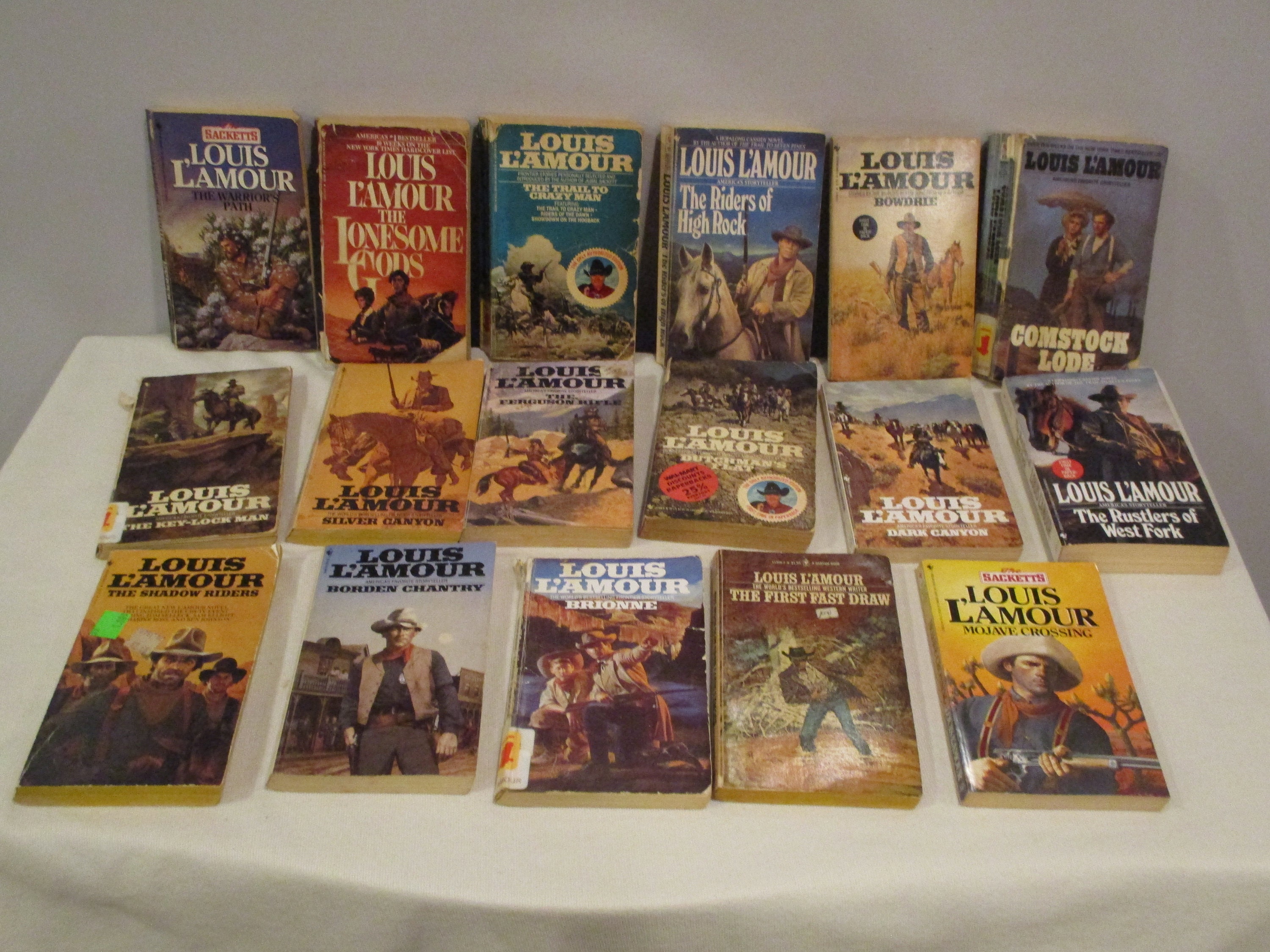 17 Louis L'aMour Books,American Frontier,Borden Chantry,Comstock  Lode,Dutchmans Flat,Mojave Crossing,Shadow Riders,Key Lock Man,Lonesome God
