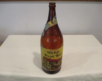 1934 Heileman's Old Style Picnic Beer,1/2 gallon antique beer bottle,Old Style Picnic Beer,G Heilemans Brewing,antique beer bottle label