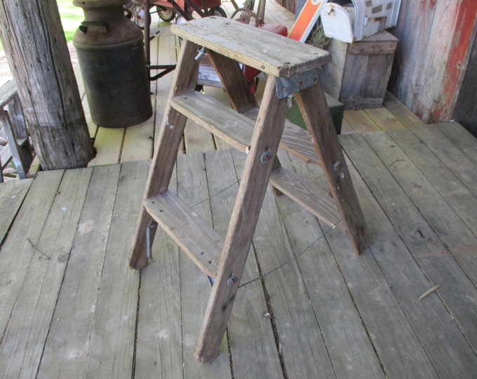 Vintage Ladders Steps Rustic 1940s Farmhouse Bedside Table Etsy