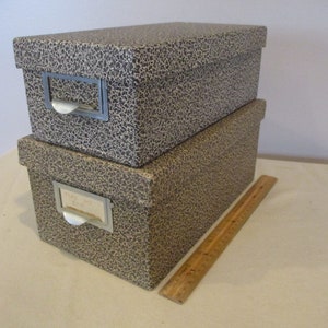2 cajas de tarjetas de archivo de índice en blanco y negro, caja de archivo, decoración de oficina vintage, almacenamiento de archivos de índice de tablero de fibra, almacenamiento de fotos, organizador de escritorio, caja de recetas
