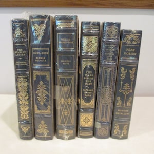 NUEVO Franklin Library, Cuarto de cuero encuadernado,Dos años antes del mástil,Padres e hijos,Letra escarlata,Pere Goriot,Obras recopiladas de Shakespeare
