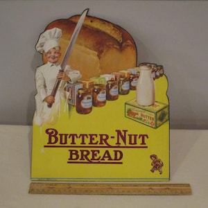Publicidad de pan de mantequilla, póster publicitario recortado en cartón, publicidad coleccionable, publicidad de los años 40, decoración de tienda rural de los años 30