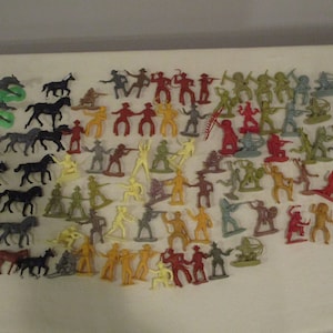 6pc Cowboy and Indian Vintage Dimestore Miniature Toys, New