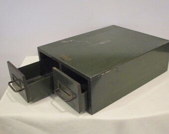 Vintage Metal File Cabinet Box Two Drawer - Etsy