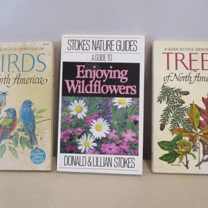 3 Nature guide books,Birds of North America,Guide to Enjoying Wildflowers,Trees of North America,Identify Birds,wild flowers,identify Trees