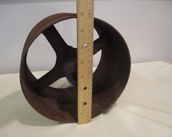 line shaft flat belt pulley,cast iron fly wheel belt pulley,gear belt pulley wheel,salvage farm equipment,steampunk,industrial salvage,