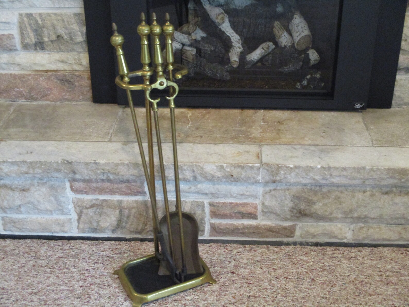 Vintage Brass Fireplace Setheavy Fireplace Tools and Etsy