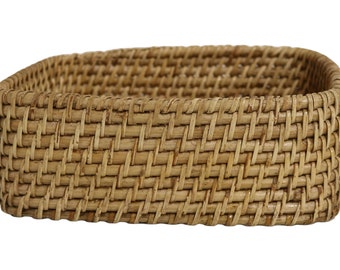 Home&Manor 10" Rattan Rectangular Deep Tray Large