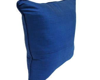 Baneh 100% Dupioni Silk Throw Pillow Blue Color