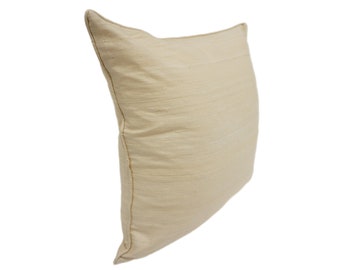 100% Raw Silk Decorative Throw Pillow 18" Beige