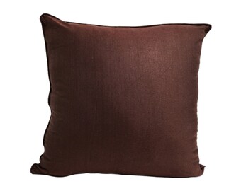 Premium 100% Silk Decorative Throw Pillow 18" Brown