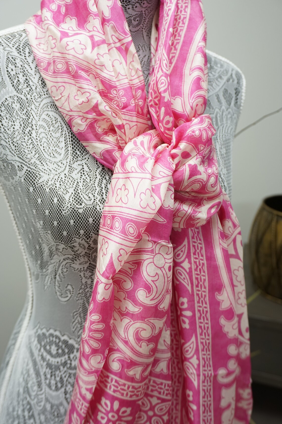Hand Printed Indian 100 Silk Scarf, Wrap, Throw, Shawl Organic Etsy