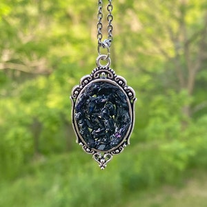 Raw Black Tourmaline Cameo Pendant