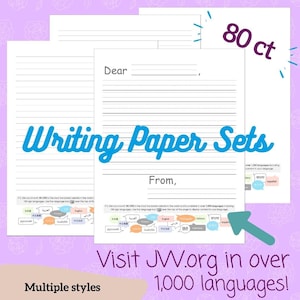 Juego de papel para escribir cartas (80 hojas) Visite JW.org en 1000 idiomas / Papelería para escribir cartas de JW, papel con membrete para testificar por cartas