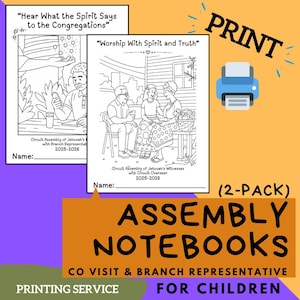 2025-2026 Convention and Assembly Notebook Worksheets for Kids | Regional, Circuit Overseer & Branch Representative | Printing Service