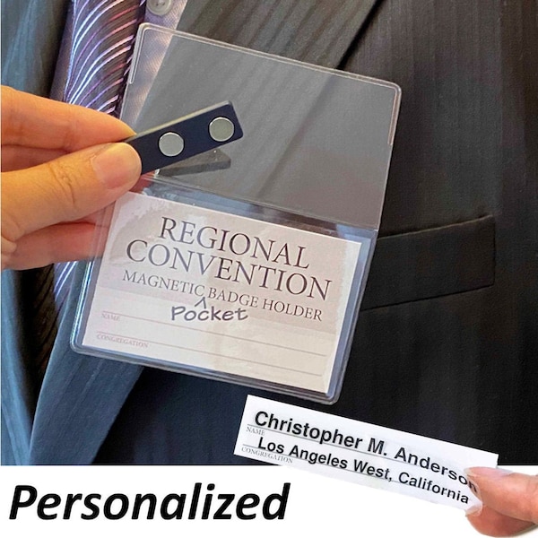 Personalized JW Magnetic Badge Holder (Pocket Version) for Jehovah's Witnesses Convention Lapel Cards Men Women, Great on Suit Jackets LDC