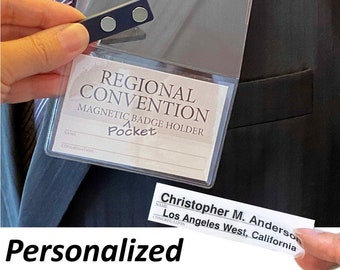 Personalized JW Magnetic Badge Holder (Pocket Version) for Jehovah's Witnesses Convention Lapel Cards Men Women, Great on Suit Jackets LDC