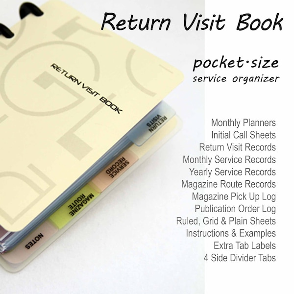 Return Visit Book - Field Service Organizer Planner for Jehovah's Witnesses, an all-in-one ministry idea to be organized