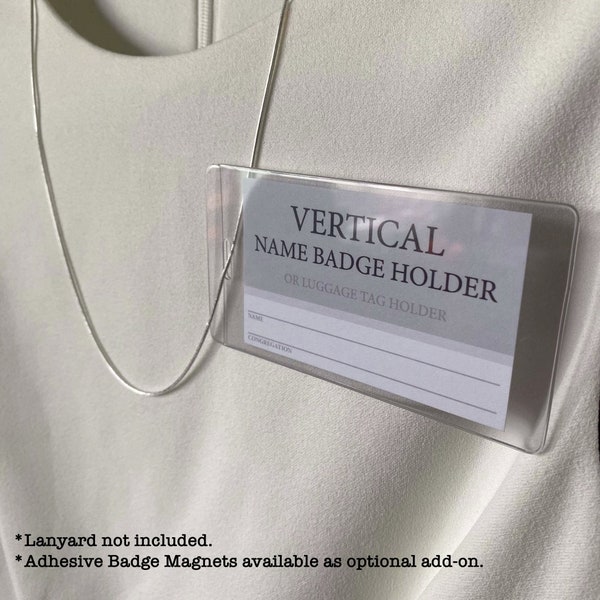 Porte-badge vertical convertible | Porte-badge magnétique vertical | Porte-étiquette de bagage | pour les cartes de revers de la Convention des Témoins de Jéhovah