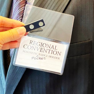 Porta credencial de bolsillo magnético para hombres y mujeres, para la convención de los testigos de Jehová, tarjetas de solapa, tarjeta de identificación, ideal para chaquetas de traje, soporte para LDC