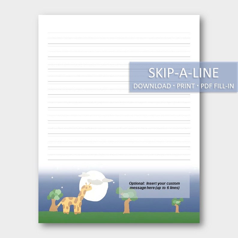 PDF Download Custom Text Fill-In Skip-A-Line Letter Writing Paper Children's Personalized Printable Stationery 4 Sheet Paradise Bundle