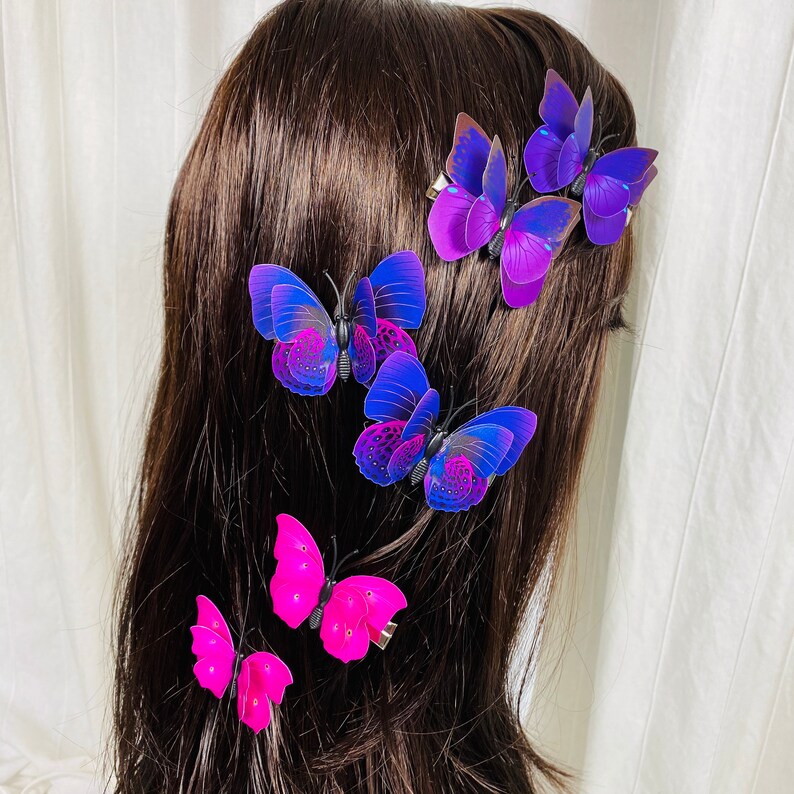 Dark Pink Butterfly Hair Clip Set style C 2 Pcs/set Etsy