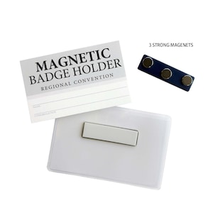 JW Magnetic Badge Holder for Jehovah's Witnesses Regional Convention - front side. Comes with a magnetic strip with 3 strong magnets, an insert card, and the vinyl holder