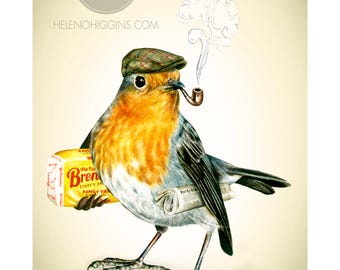 Weekend Robin - Art Print - Kunst aan de muur - Schilderij - Vogel - Iers - Ierland - Robin