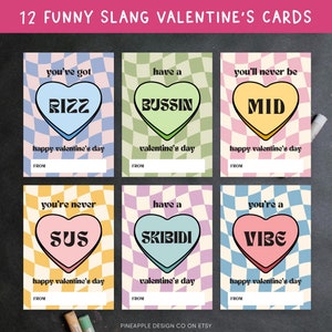 Bonbons coeur Saint-Valentin à imprimer, cartes de Saint-Valentin amusantes pour enfants plus âgés, cartes de Saint-Valentin pour salle de classe, argot génération alpha, tendance tendance rétro cool, PDF
