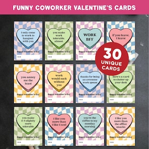 Cartes de Saint-Valentin drôles de collègue, 30 cartes de Saint-Valentin adultes pour le travail, adultes, cartes de Saint-Valentin imprimables pour collègues, téléchargement numérique