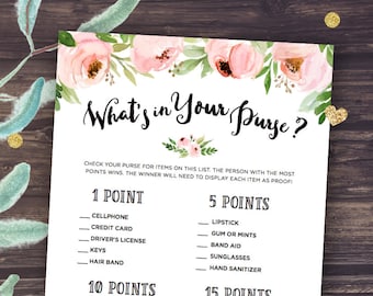 What's in your purse Game, Bridal Shower Game Ideas, Bridal Shower Instant Download, Wedding Shower Printables, Baby Shower, Party Fun