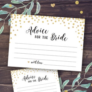 Conseils pour les mariés, cartes de conseils pour la douche nuptiale, conseils de mariage à imprimer pour les mariés, téléchargement immédiat, conseils de mariage en or