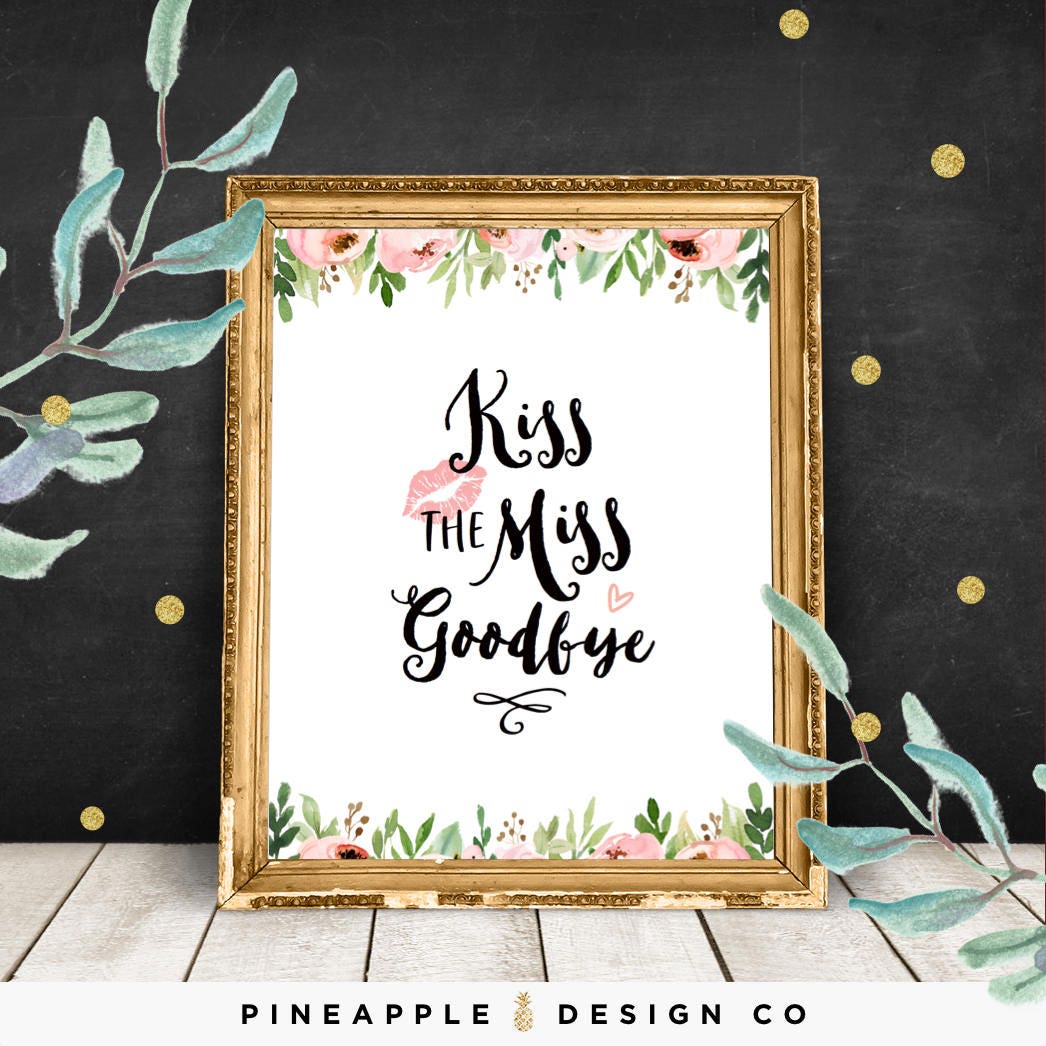 Kiss the Miss Goodbye Printable, Hen Party Game, Bachelorette Party P…
