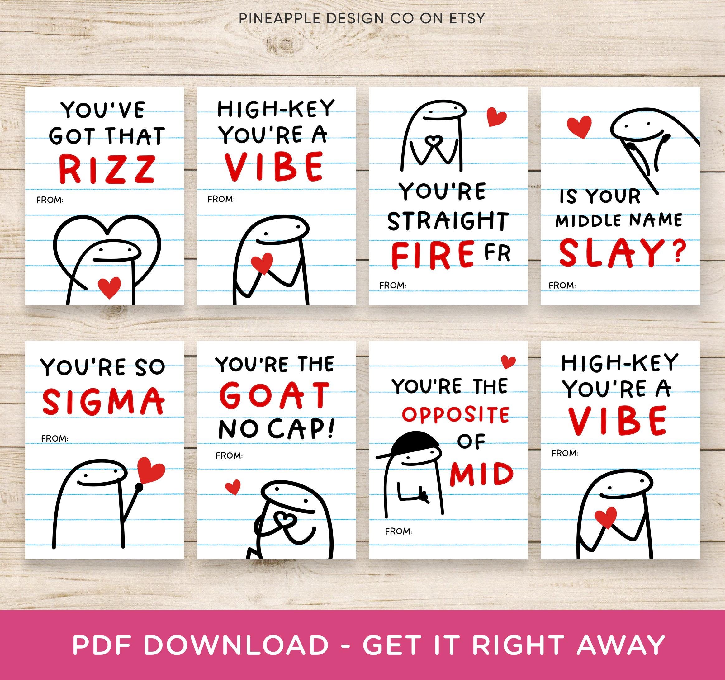 Tween Valentine's Day Cards Printable, Gen Alpha Slang, Funny Teen ...