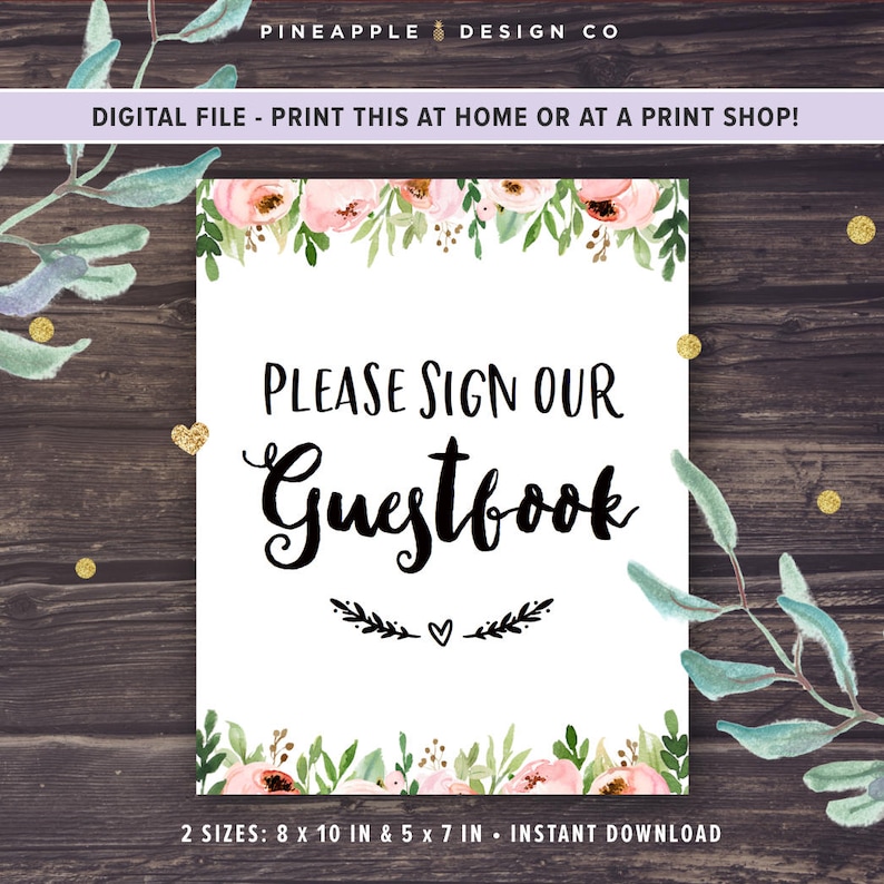 Guestbook Sign Printable Please Sign Our Guest Book Bridal | Etsy