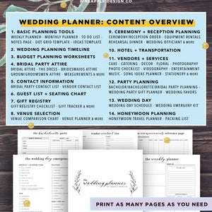 Wedding Planner Printable, Wedding Planning Book, Printable Wedding Planner, Wedding Binder Template, Engagement Gift Ideas, PDF Download image 2