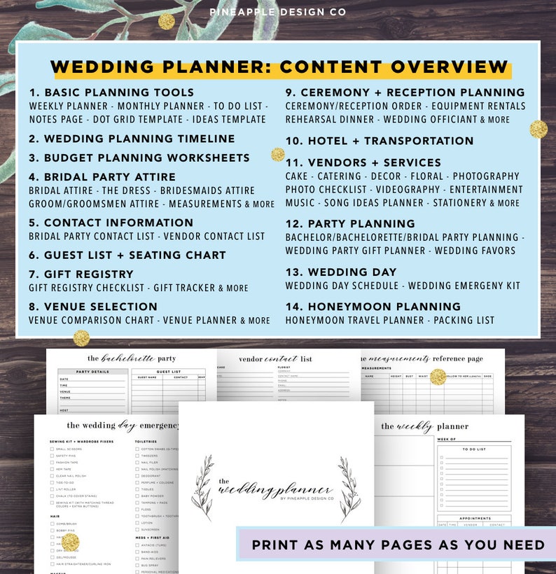 Wedding Planner Printable, Wedding Planning Book, Printable Wedding Planner, Wedding Binder Template, Engagement Gift Ideas, PDF Download image 2