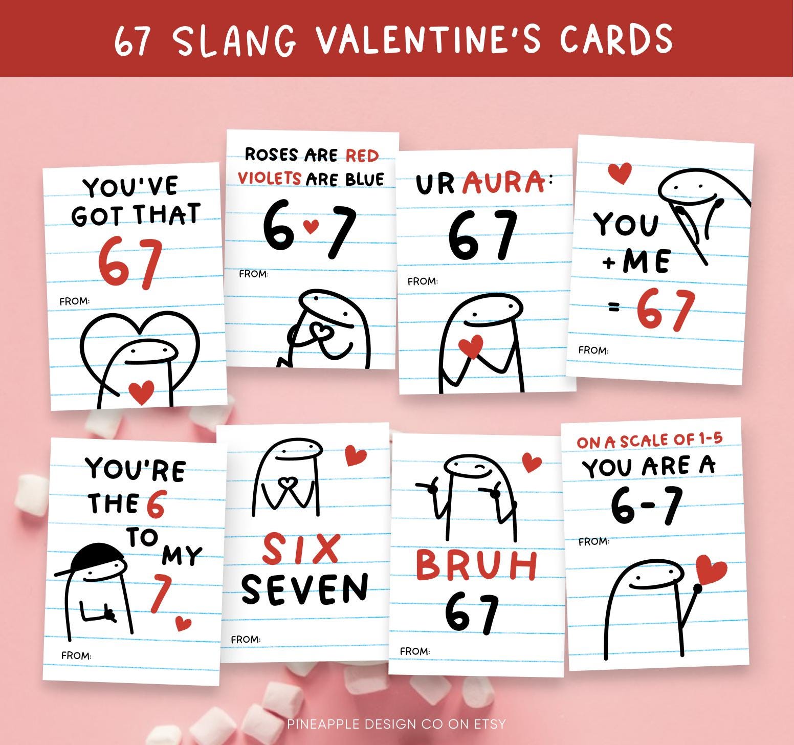67 Gen Alpha Slang Valentine's Day Cards, Funny Tween Teen Printables ...